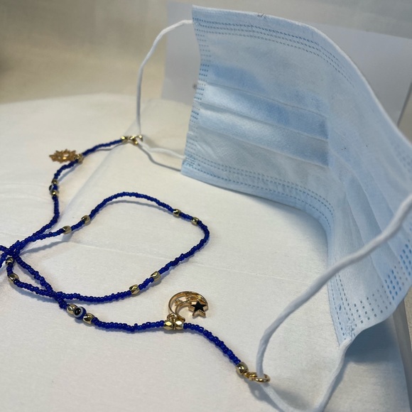 Handmade face mask holder, string bead, evil eyes, moon star & sun & moon - Picture 9 of 17